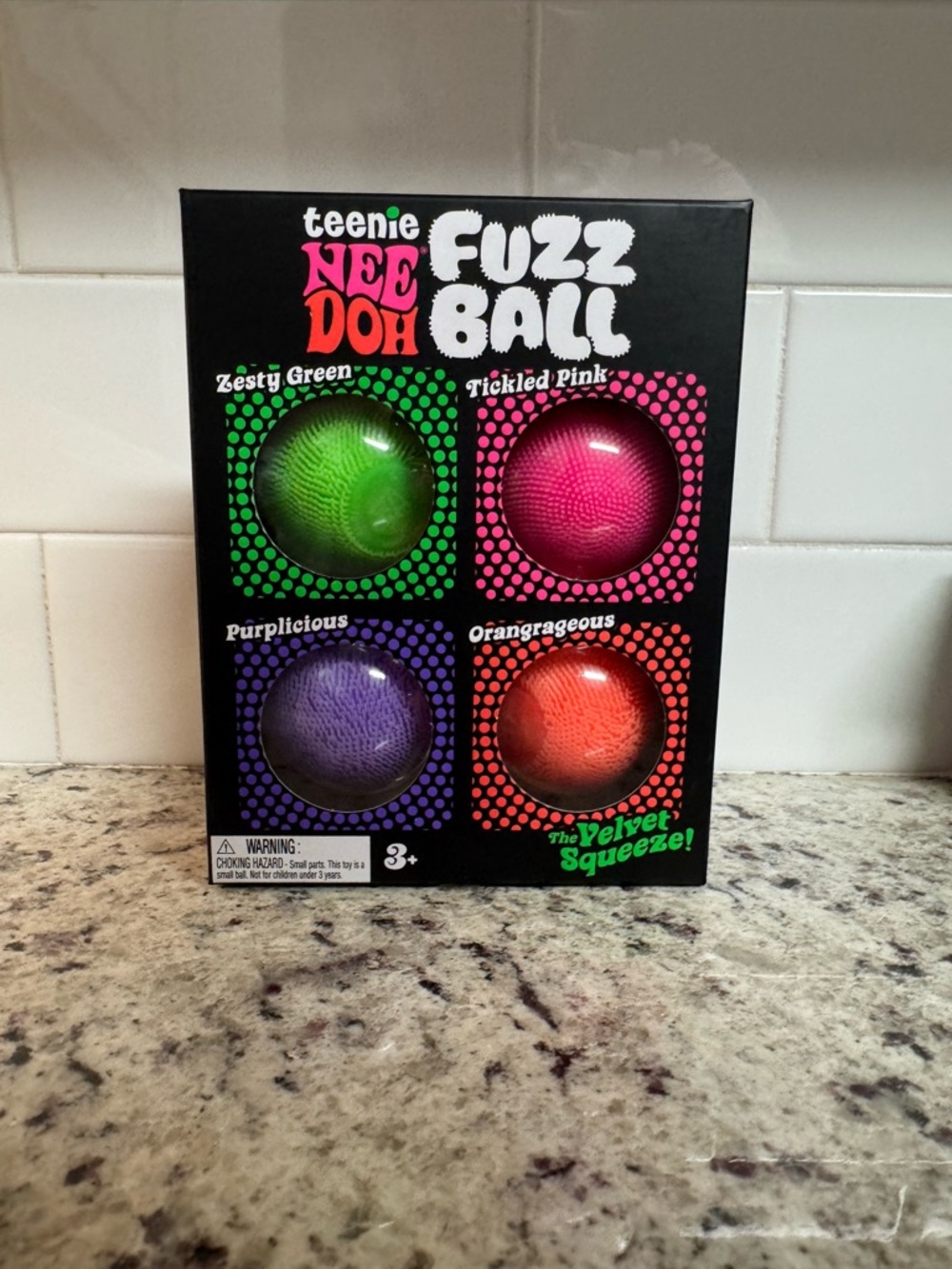 teenie NEE DOH Fuzz Ball 4-Pack Kids Toy - Green, Pink, Purple, Orange